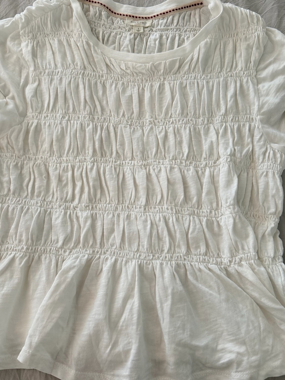 Pilcro White Smocked Peplum Blouse